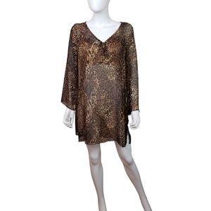 Lake Matley Leopard Sheer Blouse Size Large